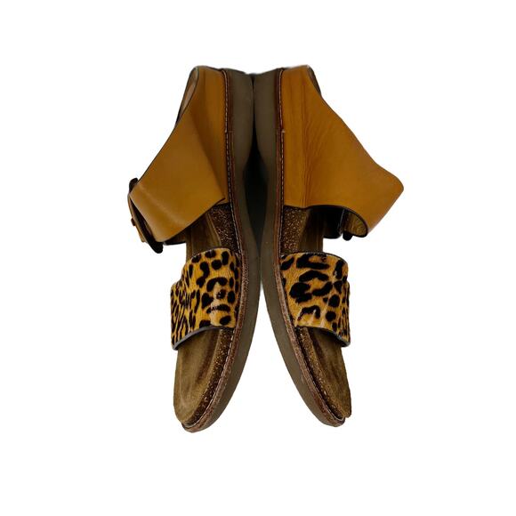 Sofft Braye Leopard Printed Horse Hair Slide Sandals 7.5 M Luggage Tan Leather - Picture 5 of 12